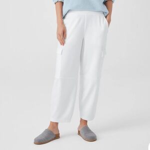 Eileen Fisher Flex Pointe Lantern Cargo Pants XS White Washable Ankle Pants
